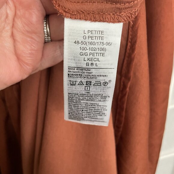 Gap Smocked Midi Dress LP - Saddle Brown - Picture 7 of 8